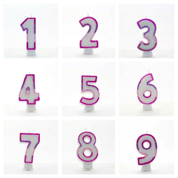 Pink Number Candles in 0-9