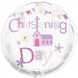 Christening Day Pink Helium Filled Foil Balloon