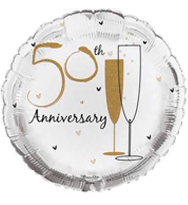 50th Golden Anniversary Helium Filled Foil Balloon