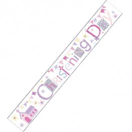 Christening Day Pink Banner