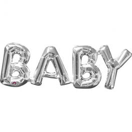 Silver Baby Letter Air Fill Balloon Banner Kit
