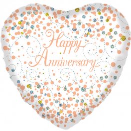 Happy Anniversary Sparkling Fizz And Rose Gold Helium Filled Foil Balloon