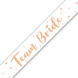 Team Bride White And Rose Gold Banner