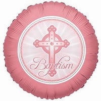 Pink Baptism Helium Filled Foil Balloon
