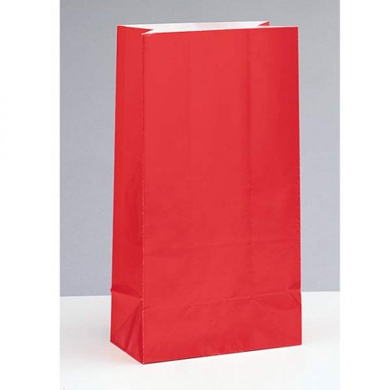 Red Paper Party Loot Bags x12