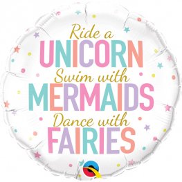 Unicorn Mermaids Fairies Helium Filled Foil Balloon