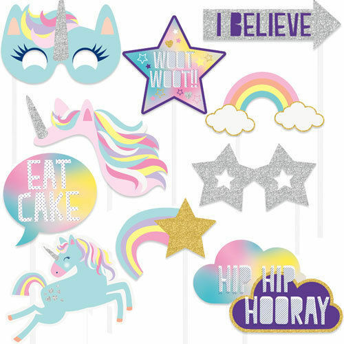 Unicorn Photo Booth Props (10 Pieces)