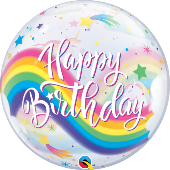 Happy Birthday Unicorn 2-Sided Helium Filled Single Bubble Balloon