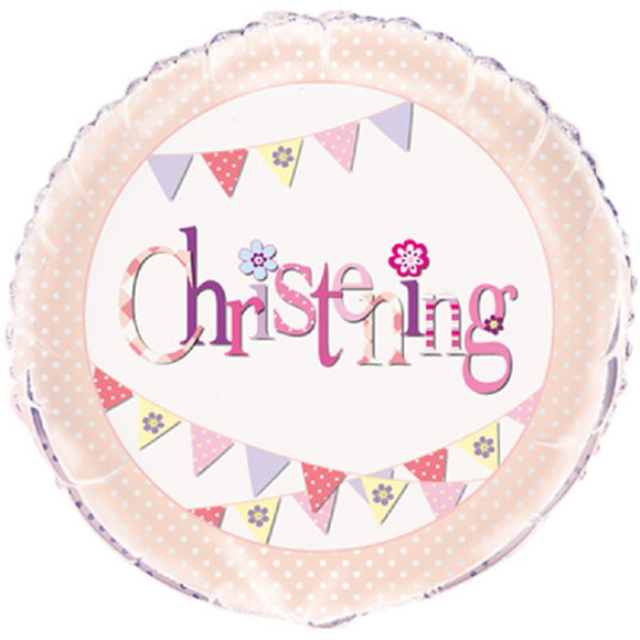 Pink Christening Helium Filled Foil Balloon