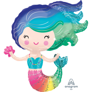 Colourful Mermaid Supershape Helium Filled Foil Balloon